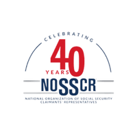 Award Badge for NOSSCR Celebrating 40 Years - SWS Law Firm Carrollton Accident and Injury Attorneys
