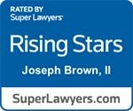 Attorney Joseph Brown Super lawyers Rising Star 2024 Award Badge